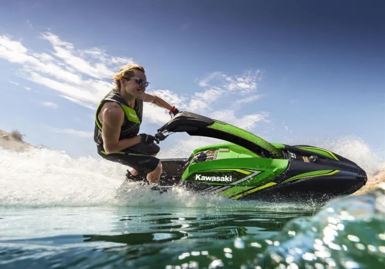 guy riding a stand-up sx r jet ski at Emerald Beach Resort, St. Thomas USVI 